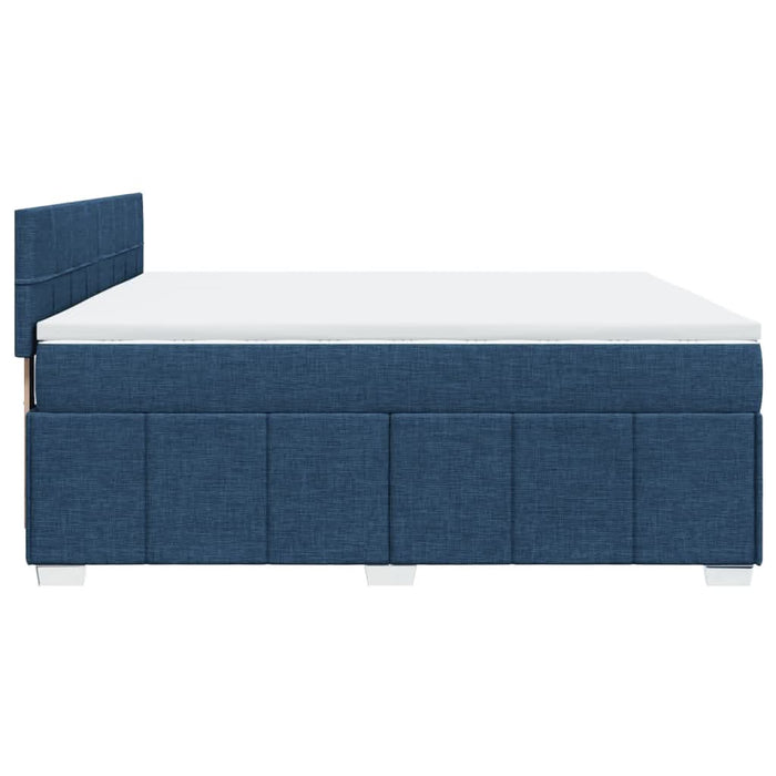Pat box spring cu saltea, albastru, 200x200 cm, textil - WALTI WALTI