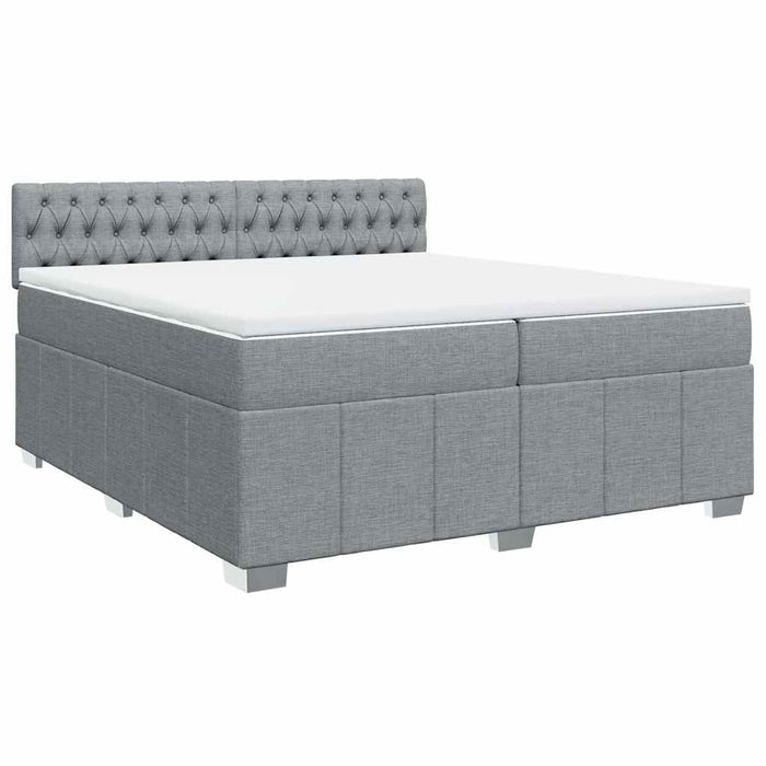 Pat box spring cu saltea, gri deschis, 200x200 cm, textil - WALTI WALTI