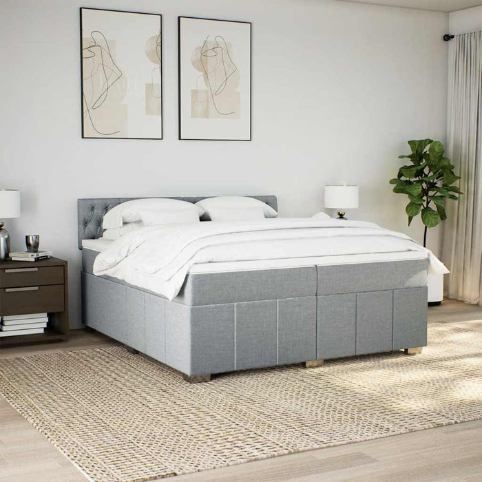 Pat box spring cu saltea, gri deschis, 200x200 cm, textil - WALTI WALTI