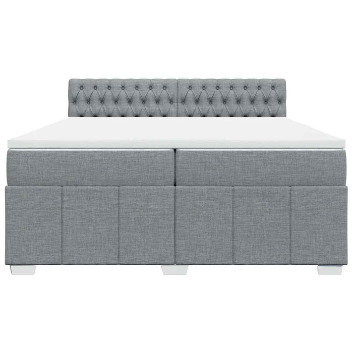 Pat box spring cu saltea, gri deschis, 200x200 cm, textil - WALTI WALTI