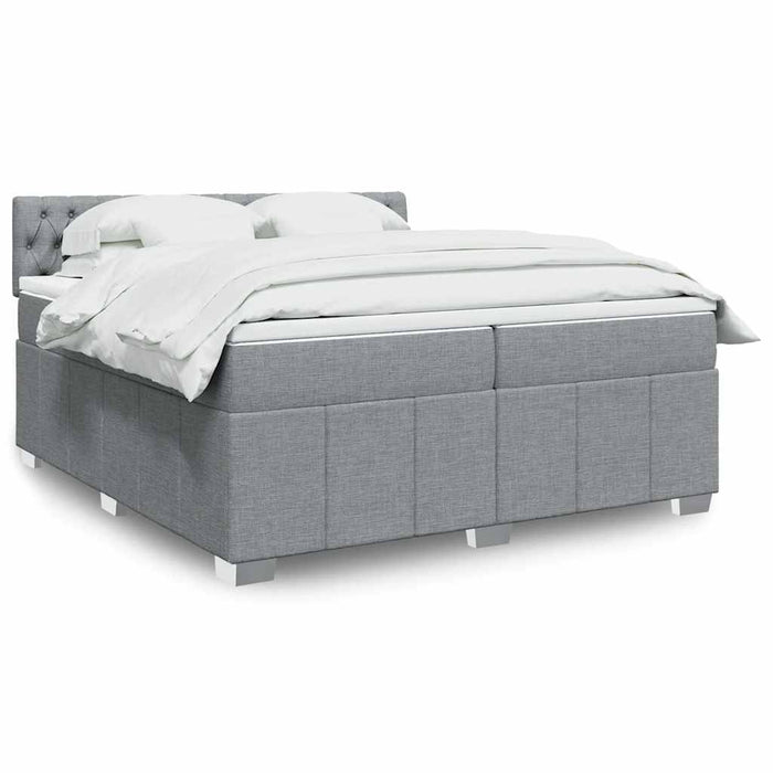 Pat box spring cu saltea, gri deschis, 200x200 cm, textil - WALTI WALTI