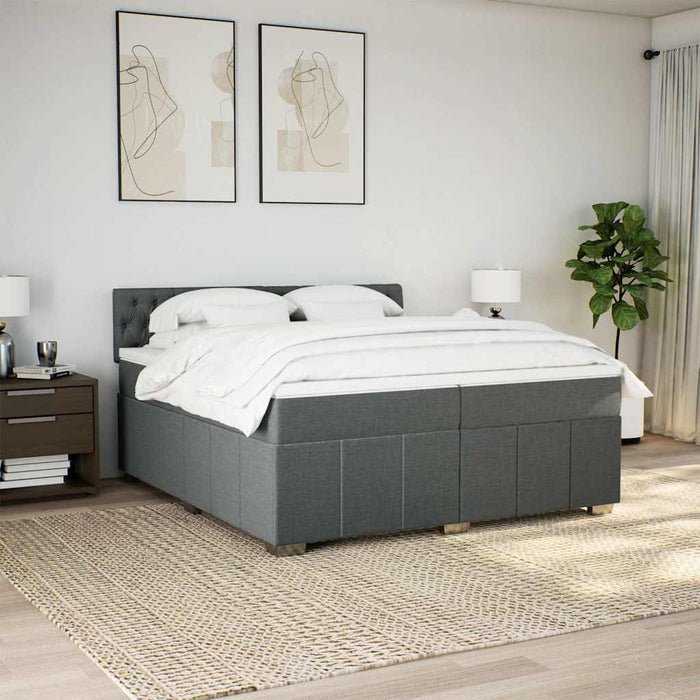 Pat box spring cu saltea, gri închis, 200x200 cm, textil - WALTI WALTI