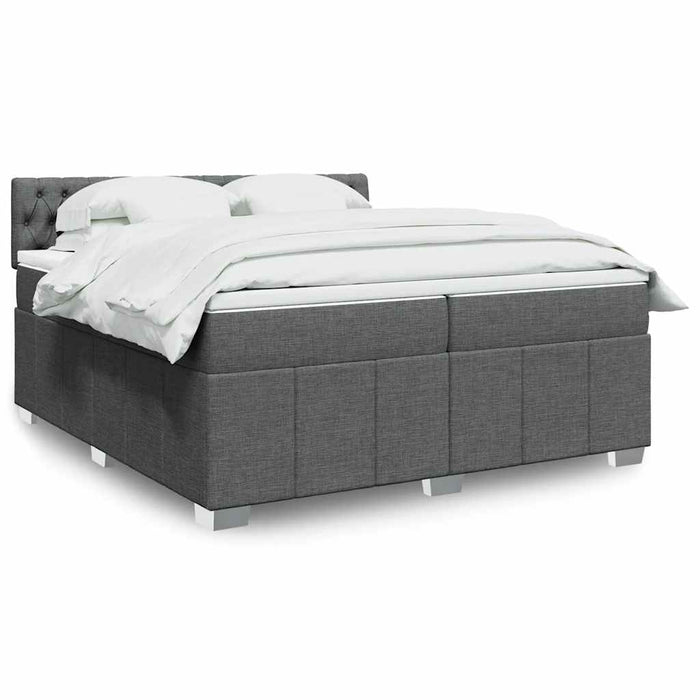 Pat box spring cu saltea, gri închis, 200x200 cm, textil - WALTI WALTI