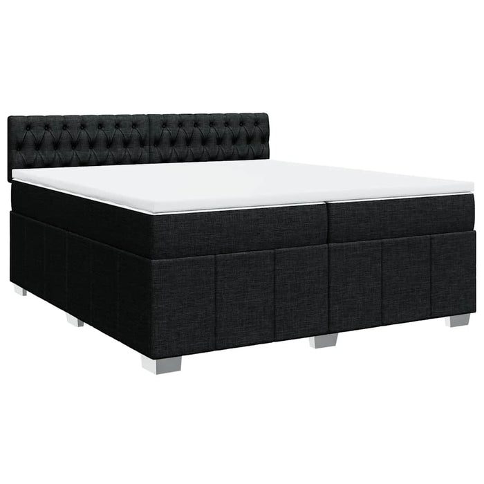 Pat box spring cu saltea, negru, 200x200 cm, textil - WALTI WALTI