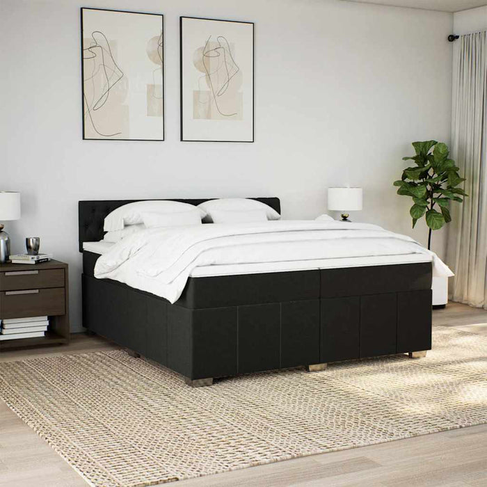 Pat box spring cu saltea, negru, 200x200 cm, textil - WALTI WALTI