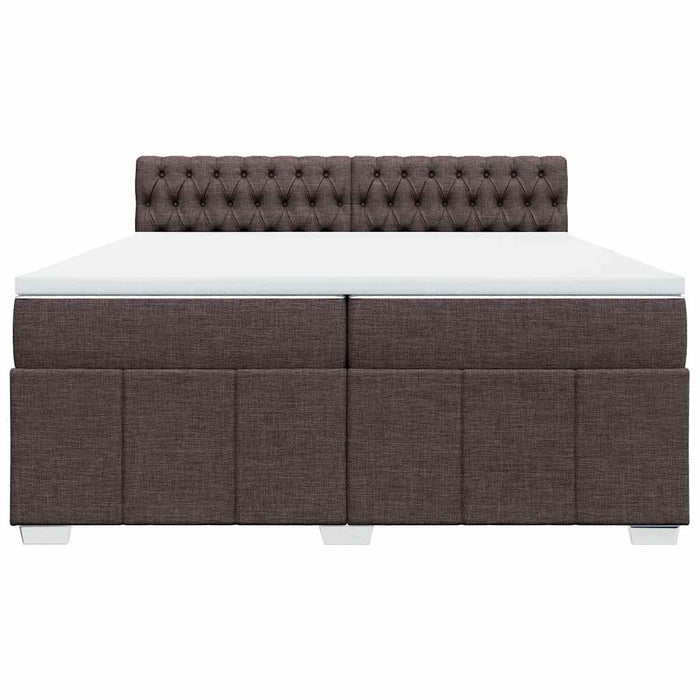 Pat box spring cu saltea, maro închis, 200x200 cm, textil - WALTI WALTI