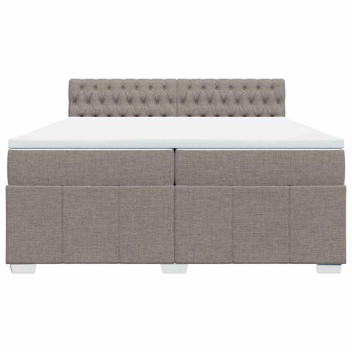 Pat box spring cu saltea, gri taupe, 200x200 cm, textil - WALTI WALTI