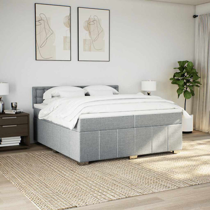 Pat box spring cu saltea, gri deschis, 200x200 cm, textil - WALTI WALTI