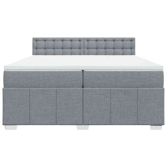 Pat box spring cu saltea, gri deschis, 200x200 cm, textil - WALTI WALTI