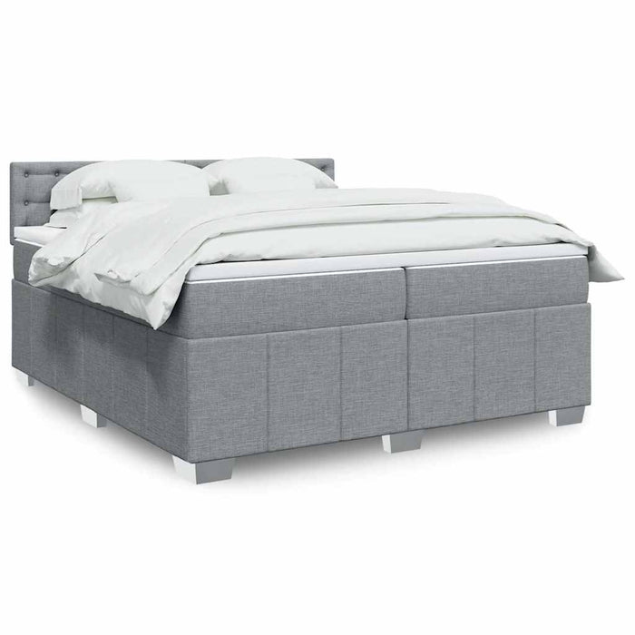 Pat box spring cu saltea, gri deschis, 200x200 cm, textil - WALTI WALTI