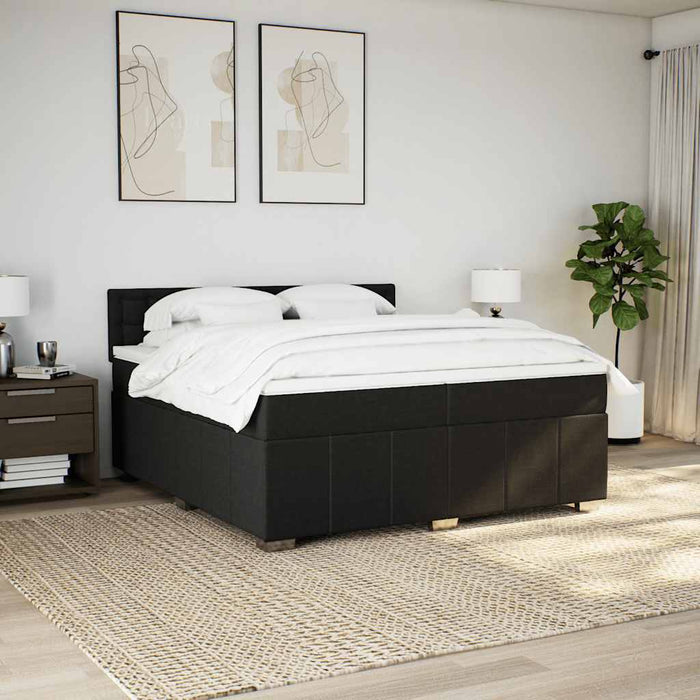 Pat box spring cu saltea, negru, 200x200 cm, textil - WALTI WALTI