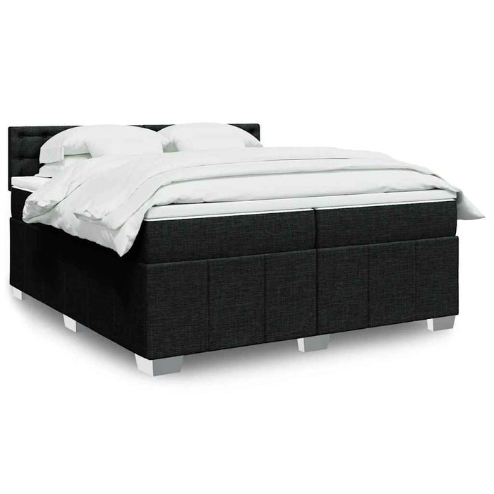 Pat box spring cu saltea, negru, 200x200 cm, textil - WALTI WALTI