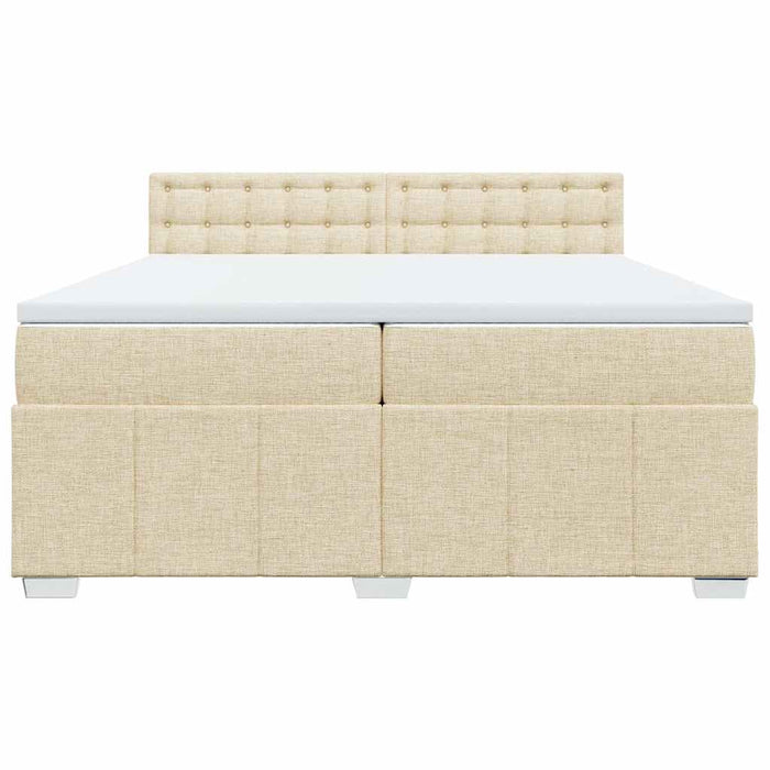 Pat box spring cu saltea, crem, 200x200 cm, textil WALTI