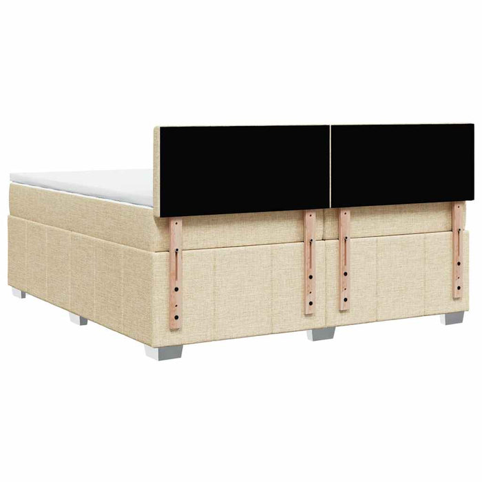 Pat box spring cu saltea, crem, 200x200 cm, textil WALTI