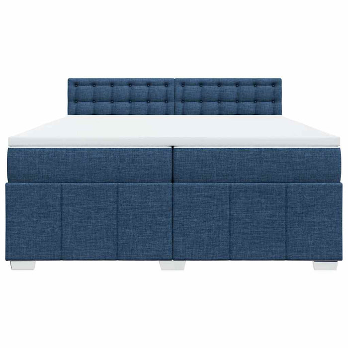 Pat box spring cu saltea, albastru, 200x200 cm, textil - WALTI WALTI