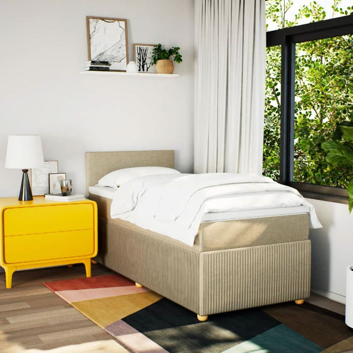 Pat box spring cu saltea, crem, 80x200 cm, textil - WALTI WALTI