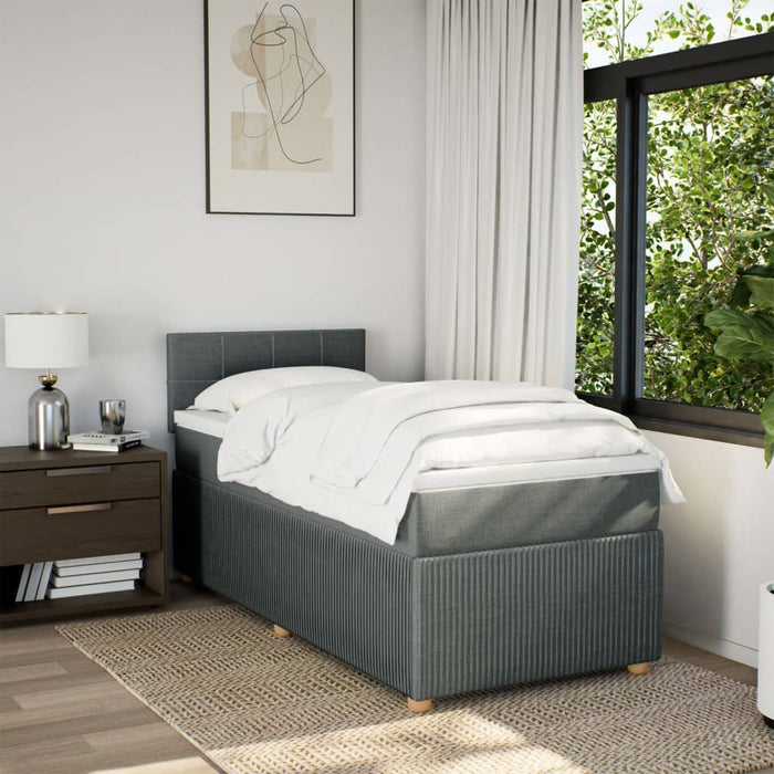 Pat box spring cu saltea, gri închis, 80x200 cm, textil - WALTI WALTI