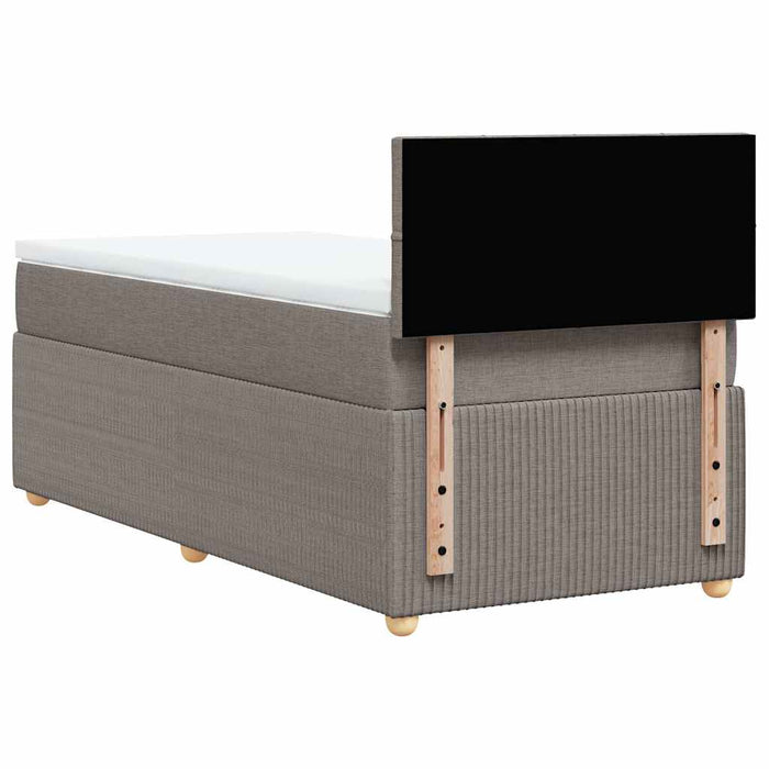 Pat box spring cu saltea, gri taupe, 80x200 cm, textil WALTI