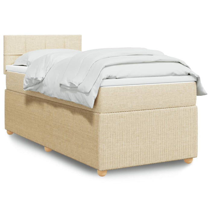 Pat box spring cu saltea, crem, 80x200 cm, textil - WALTI WALTI