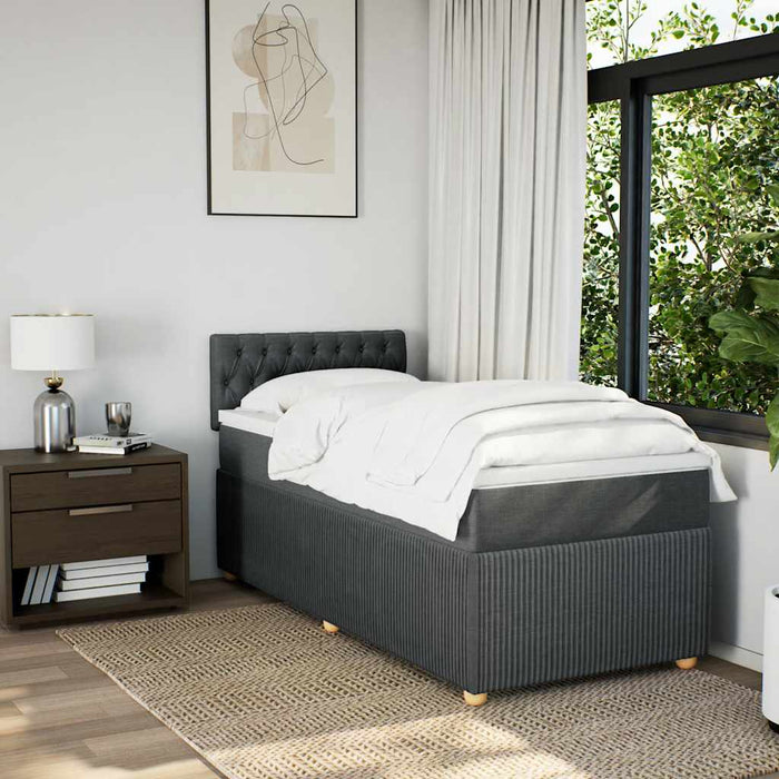 Pat box spring cu saltea, gri închis, 80x200 cm, textil WALTI