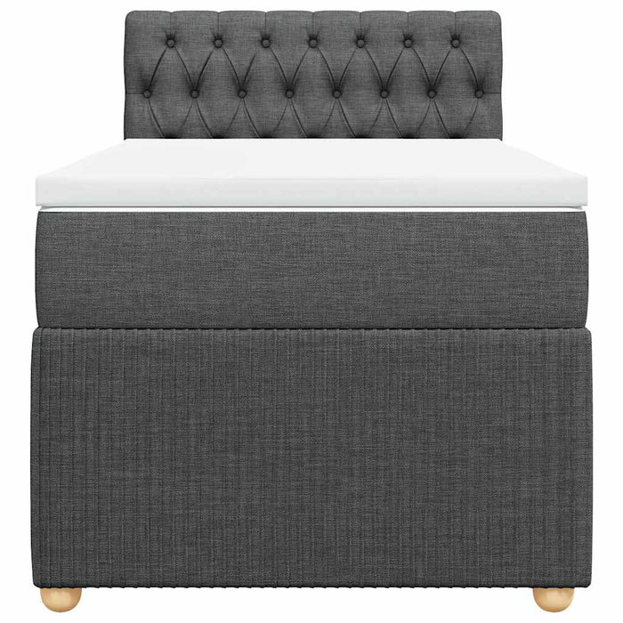 Pat box spring cu saltea, gri închis, 80x200 cm, textil WALTI