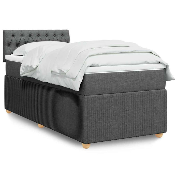 Pat box spring cu saltea, gri închis, 80x200 cm, textil WALTI