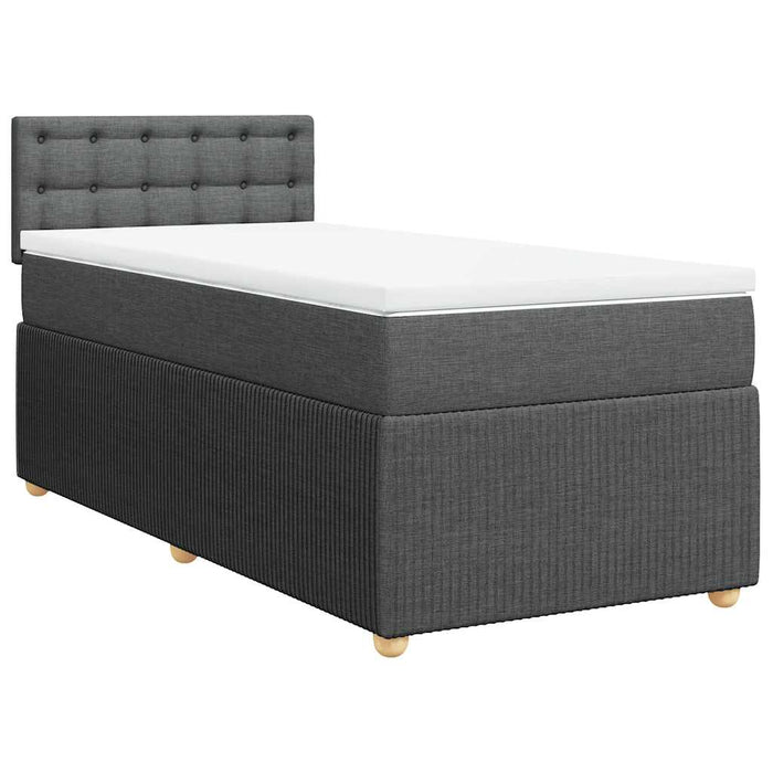 Pat box spring cu saltea, gri închis, 80x200 cm, textil WALTI