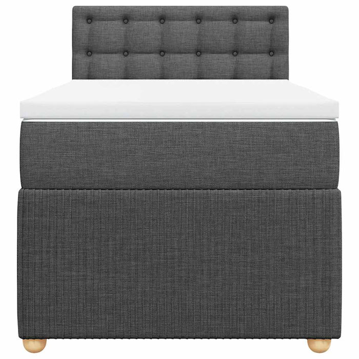 Pat box spring cu saltea, gri închis, 80x200 cm, textil WALTI