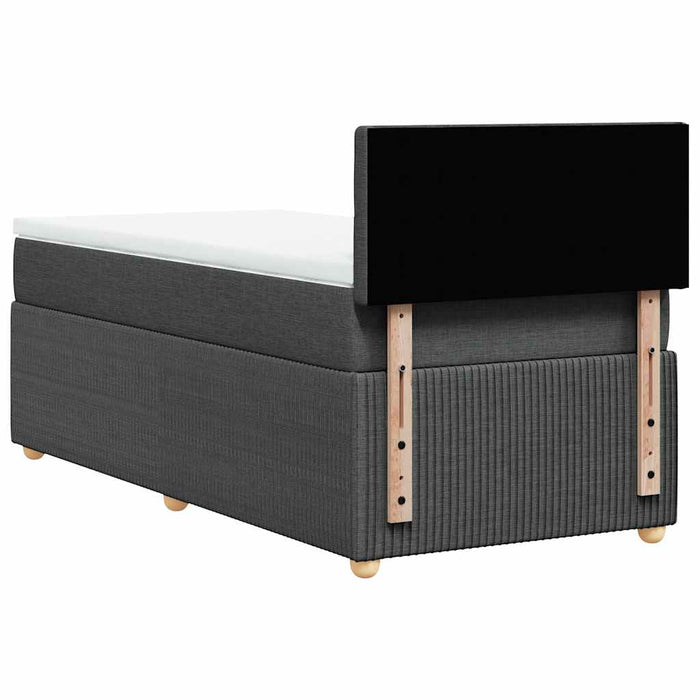Pat box spring cu saltea, gri închis, 80x200 cm, textil WALTI