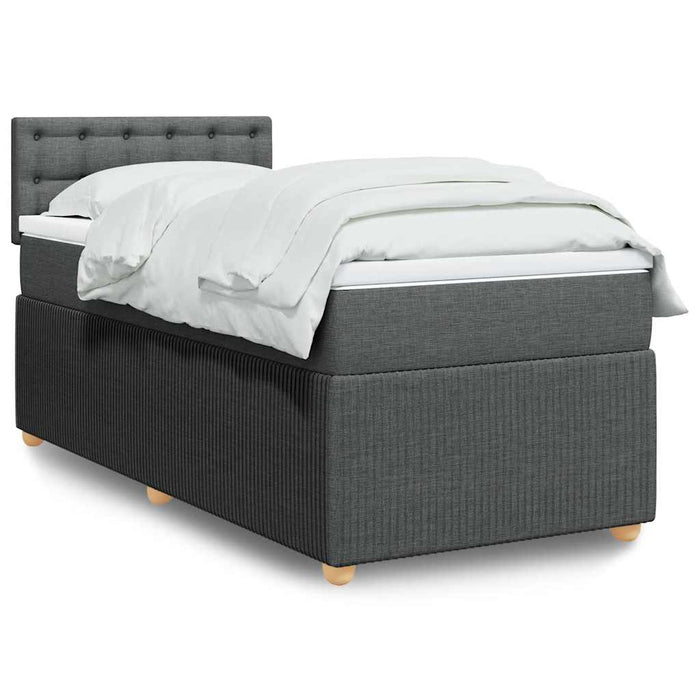 Pat box spring cu saltea, gri închis, 80x200 cm, textil WALTI
