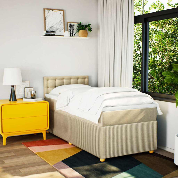 Pat box spring cu saltea, crem, 80x200 cm, textil - WALTI WALTI