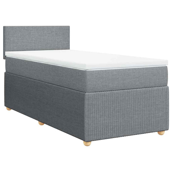 Pat box spring cu saltea, gri deschis, 90x190 cm, textil - WALTI WALTI