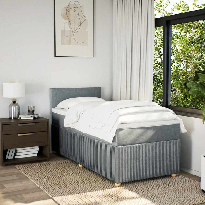 Pat box spring cu saltea, gri deschis, 90x190 cm, textil - WALTI WALTI