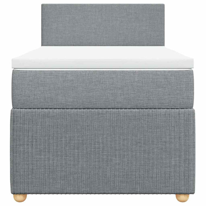 Pat box spring cu saltea, gri deschis, 90x190 cm, textil - WALTI WALTI