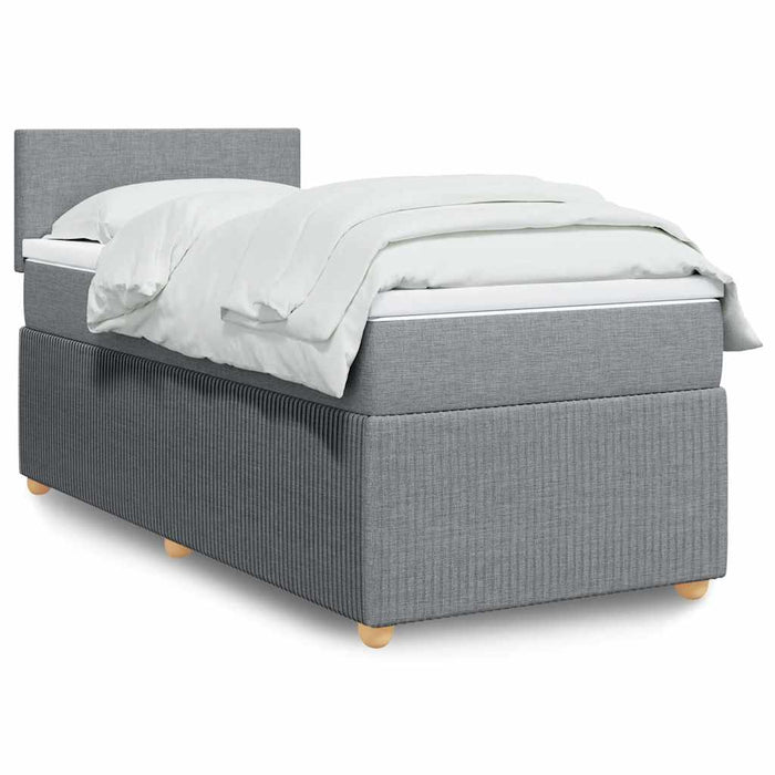 Pat box spring cu saltea, gri deschis, 90x190 cm, textil - WALTI WALTI