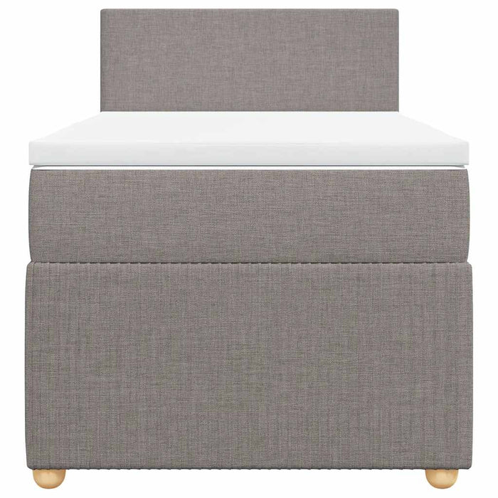 Pat box spring cu saltea, gri taupe, 90x190 cm, textil - WALTI WALTI