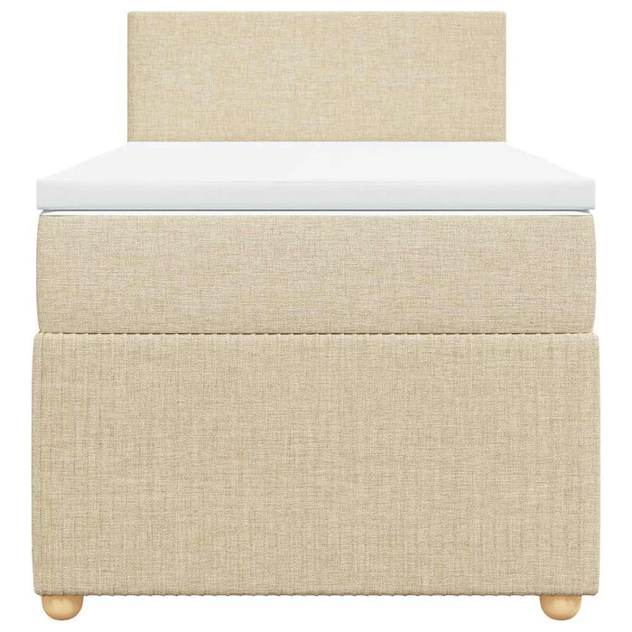Pat box spring cu saltea, crem, 90x190 cm, textil WALTI