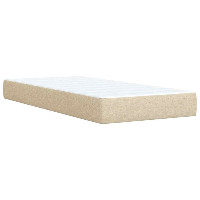 Pat box spring cu saltea, crem, 90x190 cm, textil WALTI