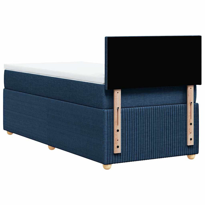 Pat box spring cu saltea, albastru, 90x190 cm, textil WALTI