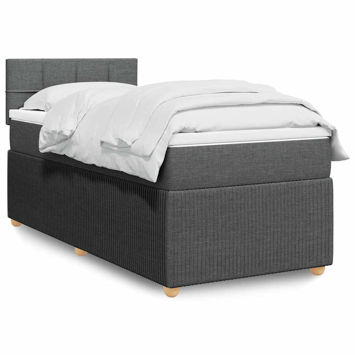 Pat box spring cu saltea, gri închis, 90x190 cm, textil - WALTI WALTI