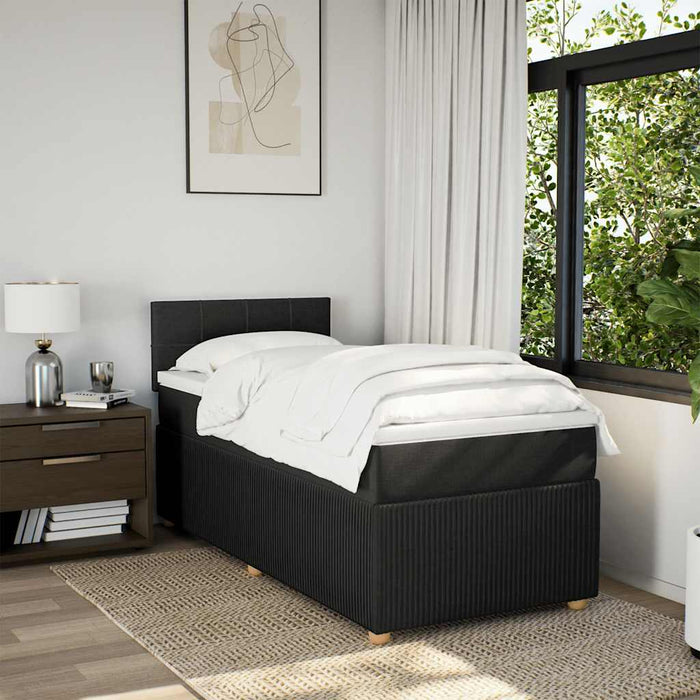 Pat box spring cu saltea, negru, 90x190 cm, textil - WALTI WALTI