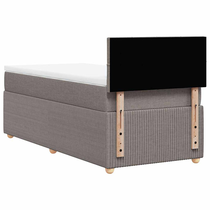 Pat box spring cu saltea, gri taupe, 90x190 cm, textil WALTI
