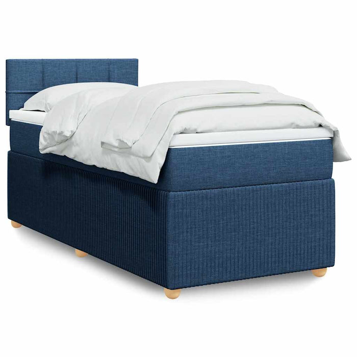 Pat box spring cu saltea, albastru, 90x190 cm, textil - WALTI WALTI
