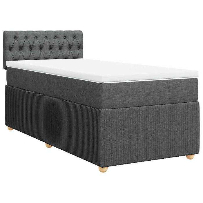 Pat box spring cu saltea, gri închis, 90x190 cm, textil - WALTI WALTI
