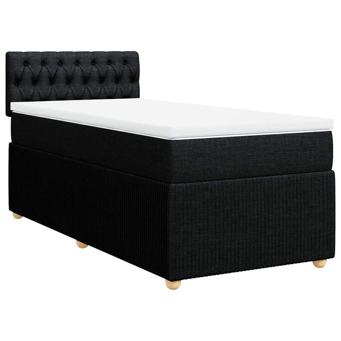 Pat box spring cu saltea, negru, 90x190 cm, textil - WALTI WALTI