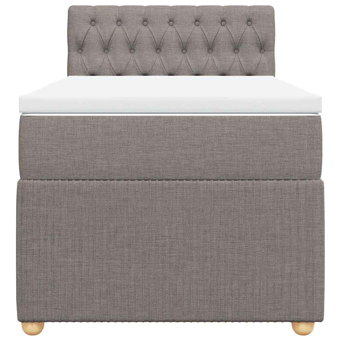 Pat box spring cu saltea, gri taupe, 90x190 cm, textil WALTI