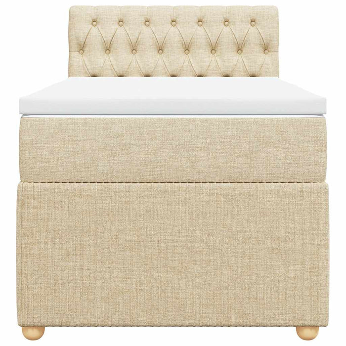 Pat box spring cu saltea, crem, 90x190 cm, textil - WALTI WALTI