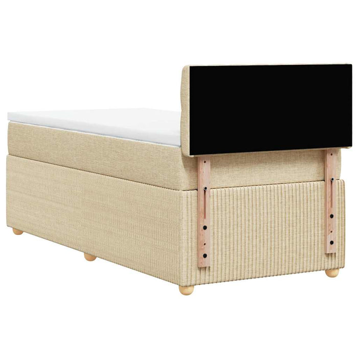 Pat box spring cu saltea, crem, 90x190 cm, textil - WALTI WALTI