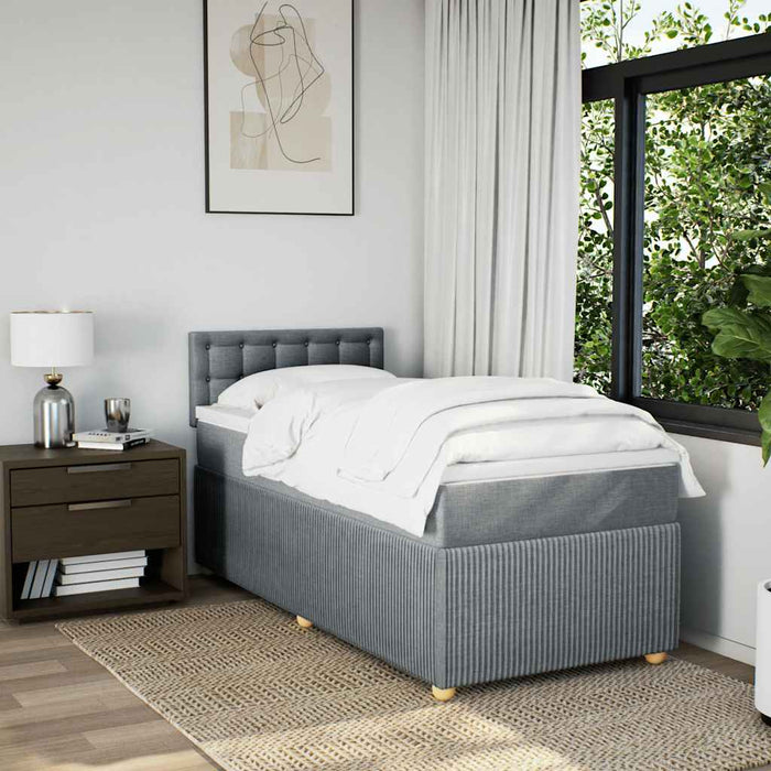 Pat box spring cu saltea, gri deschis, 90x190 cm, textil - WALTI WALTI