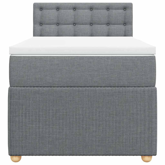 Pat box spring cu saltea, gri deschis, 90x190 cm, textil - WALTI WALTI